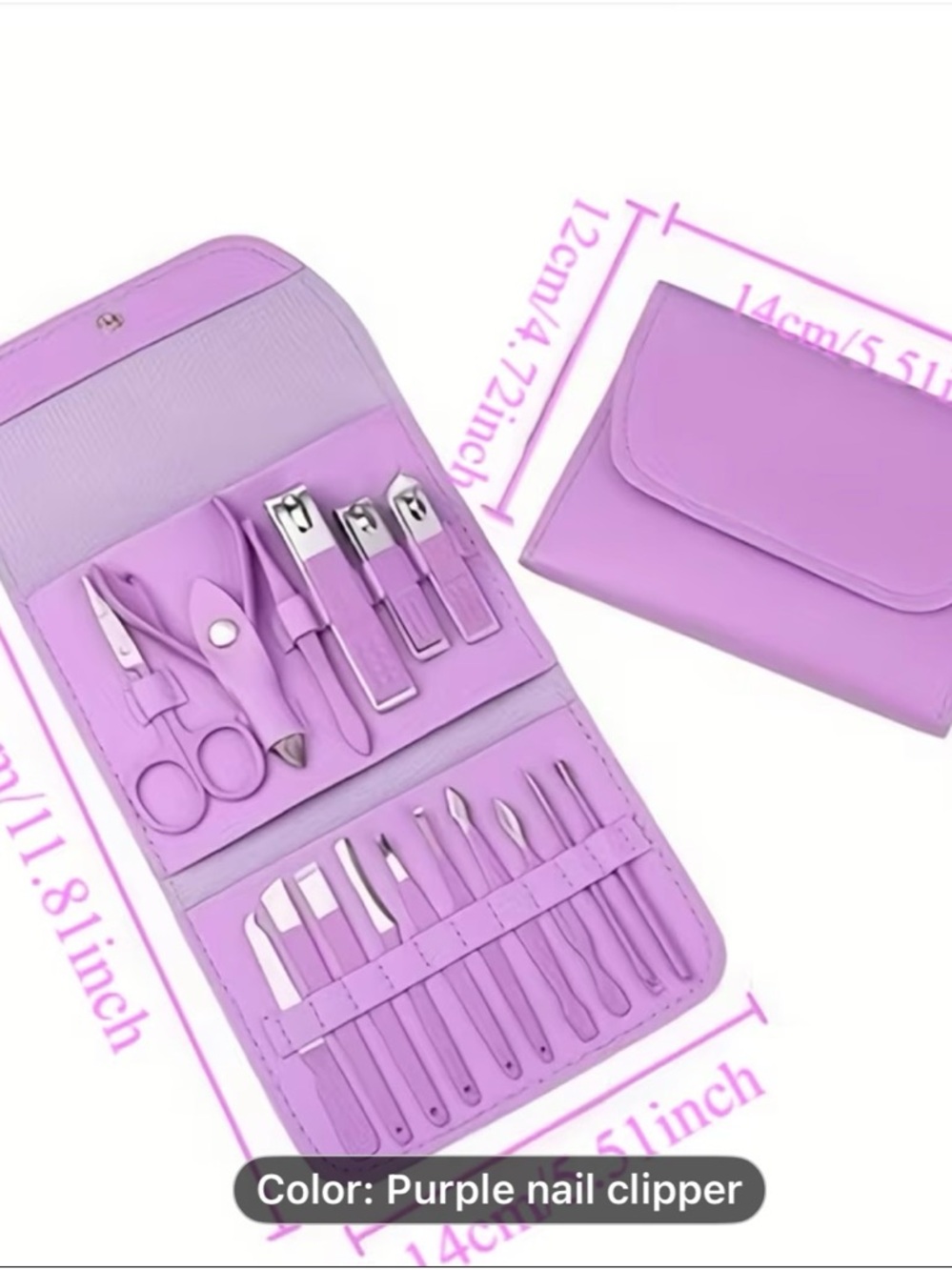Purple 16-Piece Premium Manicure & Pedicure Set